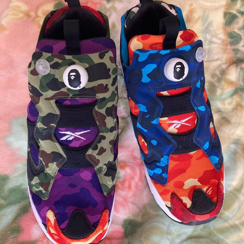 Reebok Instapump x Bathing Ape Multicolor Camo Sneakers